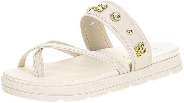 Tamanco Feminino Flat Moleca 5490125 Branco/Off