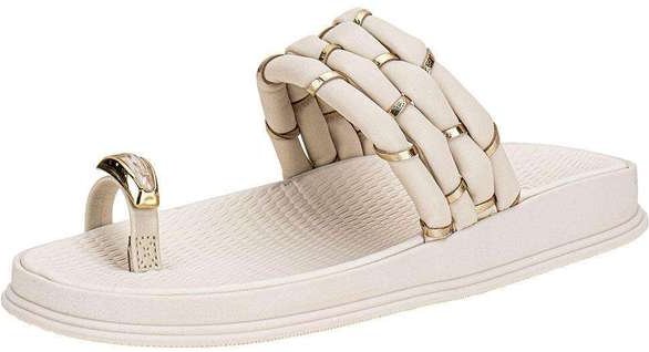 Tamanco Feminino Flat Moleca 5556111 Branco/Off
