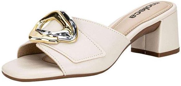 Tamanco Feminino Salto Grosso Moleca 5496117 - Marfim