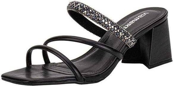 Tamanco Feminino Salto Grosso Via Marte 100021 - Preto