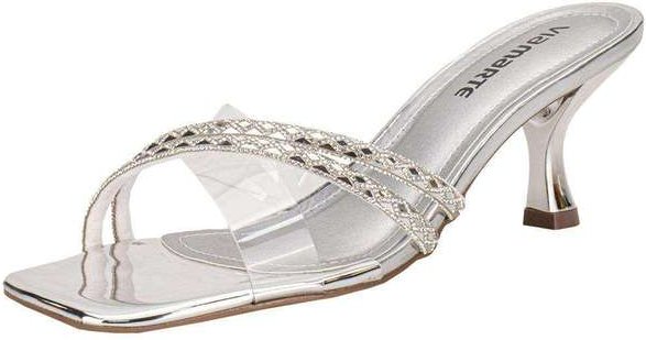 Tamanco Feminino Salto Taça Via Marte 177025 Prata