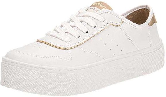 Tênis Feminino Casual Moleca 5658539 - Branco/Dourado