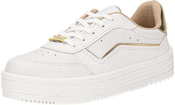 Tênis Feminino Casual Moleca 5782316 - Branco/Dourado