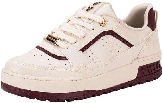 Tênis Feminino Casual Via Marte 208004 - Bege/Vermelho
