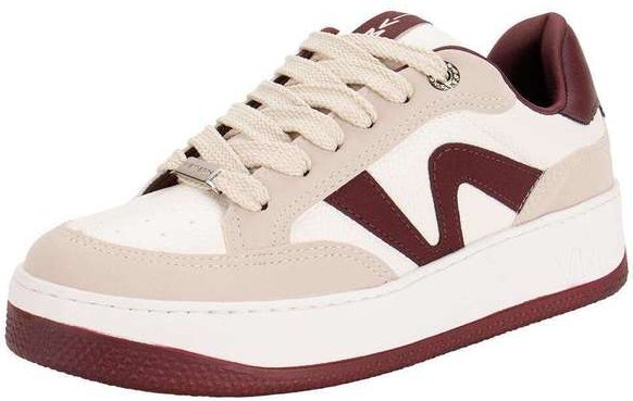 Tênis Feminino Casual Via Marte 209001 - Bege/Vermelho
