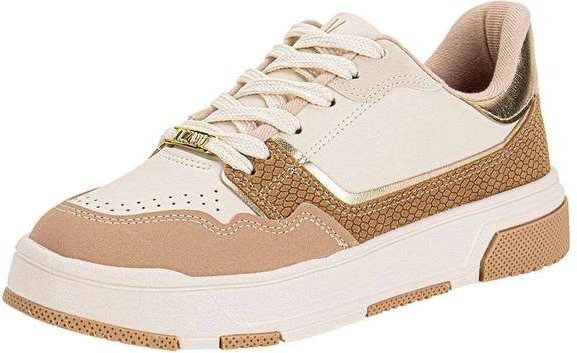 Tênis Feminino Casual Vizzano 1455102 - Bege/Dourado