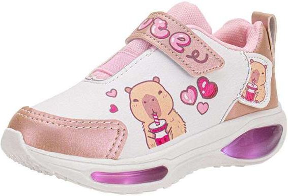 Imagem principal Tênis Infantil Capivara Led Minipé Mp2530 - Branco/Rosa Minipé