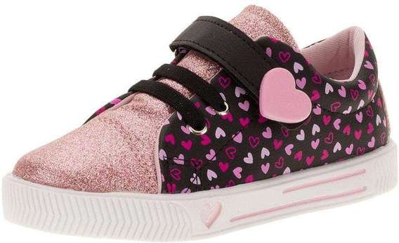 Tênis Infantil Linda Jú - 15551 - Preto/Rosa 01