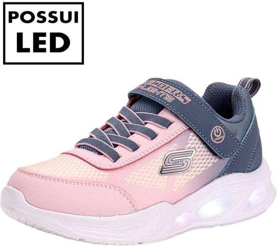 Tênis Infantil S Ligths Sola Glow Ombre Deluxe Skechers 303714l - Cinza/Rosa