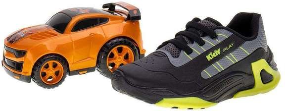 Kit Tênis Infantil Play e Carrinho Kidy 0070632 - Preto/Verde