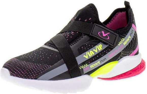 Tênis Infantil Slip Via Vip - Vv9001 - Preto/Rosa