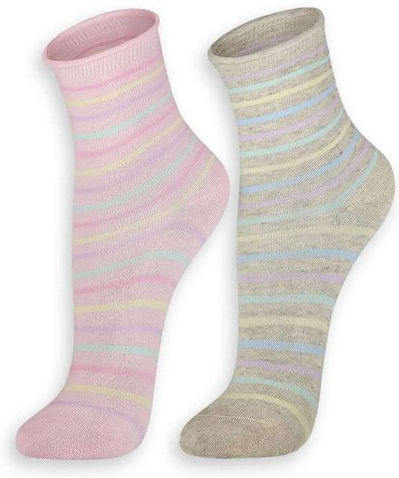 Kit 2 pares de Meias sem Punho Cano Médio Lupo 4421-088 0903-Rosa-Bege