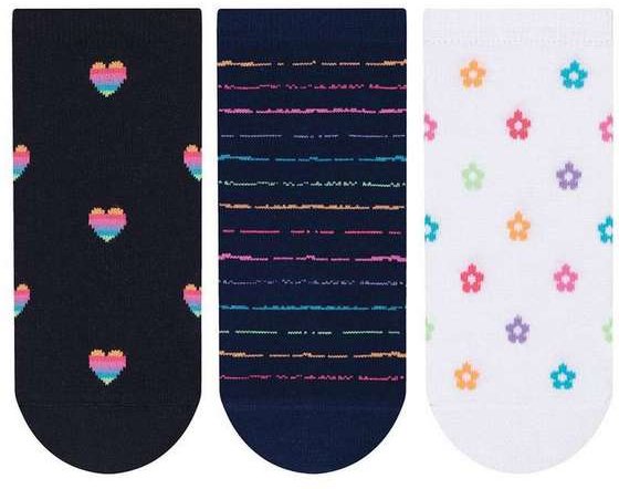 Kit 3 pares de Meias Cano Curto Selene 7360-001 999-Preto-Marinho-Branco