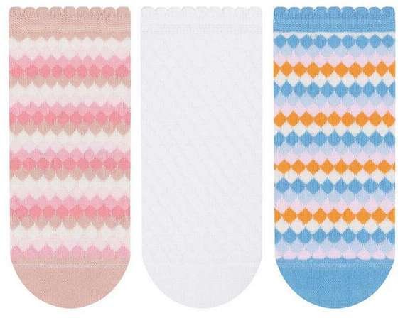 Kit 3 pares de Meias Cano Curto Selene 7360-001 998-Rosa-Nude-Branco-Azul-Marfim