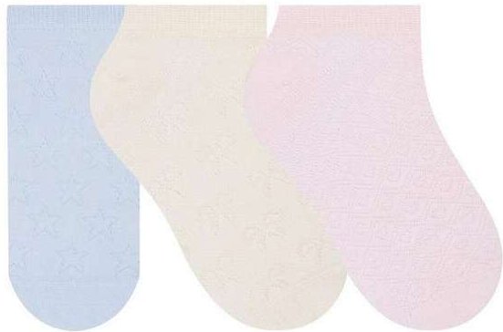 Kit 3 pares de Meias Cano Curto Selene 7360-001 996-Azul-Claro-Marfim-Rosa-Chá