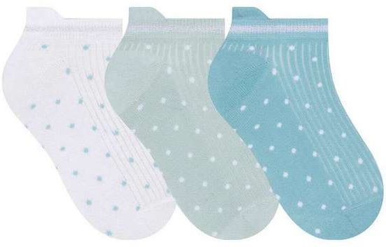 Kit 3 pares de Meias Cano Curto Selene 7360-001 997-Branco-Verde-Chá-Azul-Sereno