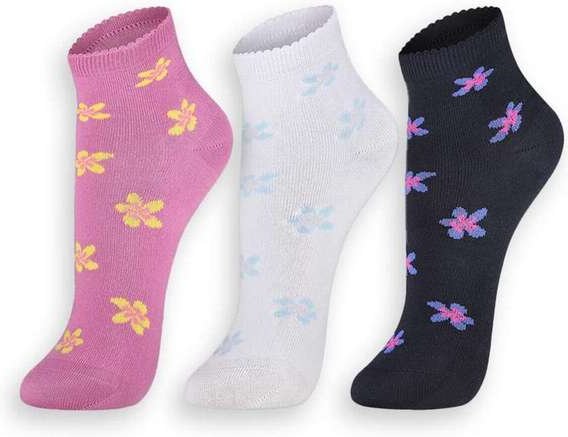 Kit 3 pares de Meias Cano Médio Lupo 4570-889 0921-Lilás-Branca-Marinho