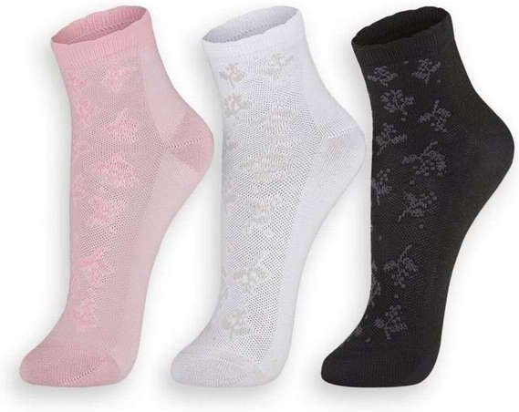 Kit 3 pares de Meias Cano Médio Lupo 4570-889 0922-Rosa-Branca-Preto