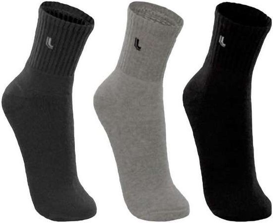 Kit 3 pares de Meias Esportiva Cano Médio Lupo 3148-089 0902-Chumbo-Cinza-Preto