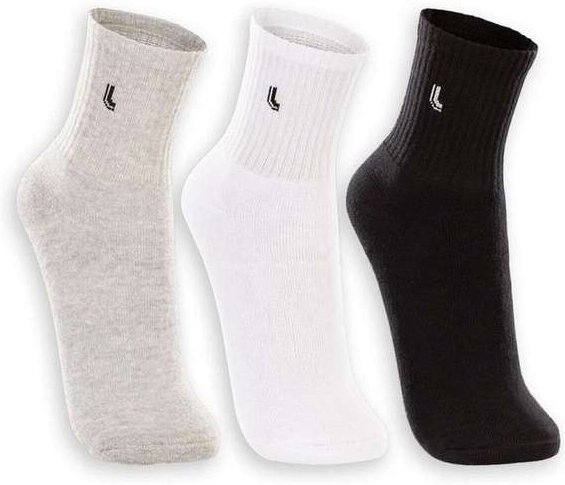 Kit 3 pares de Meias Esportiva Cano Médio Lupo 3148-089 0903-Cinza-Branco-Preto