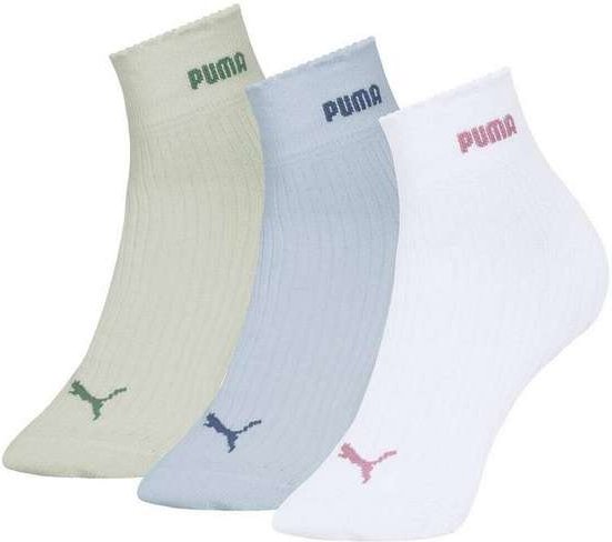 Imagem principal Kit 3 pares de Meias Esportiva Cano Médio Puma 4730-003/001 998-Verde-Água-Azul-Claro-Branco Puma