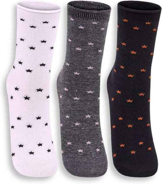 Kit 3 pares de Meias sem Punho Cano Médio Lupo 4421-089 0928-Branco-Cinza-Chumbo-Preto