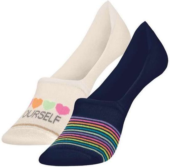 Kit 2 pares de Meias Sapatilha Invisível Selene 7380-001 998-Marfim-Marinho