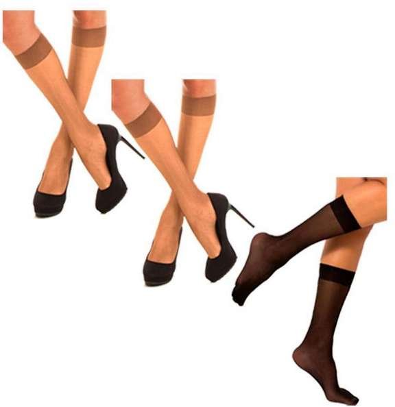 Kit 3 pares de Meias 3/4 Fio 20 Trifil 6106 Natural-Preto