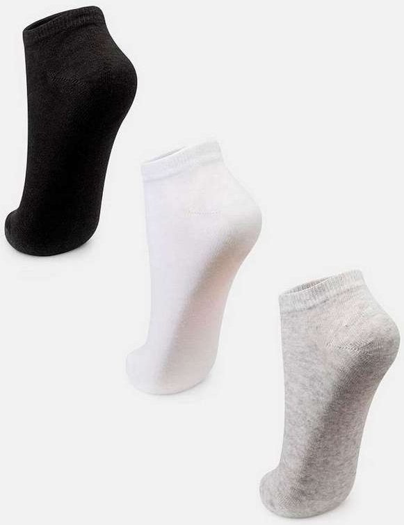 Kit com 3 Meias Cano Curto Puket 8547 3172-101-Branco-Mescla-Preto