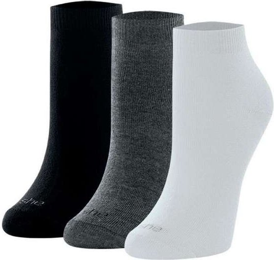 Kit 3 pares de Meias Cano Curto She 286.01 Cz05-Preto-Chumbo-Branco