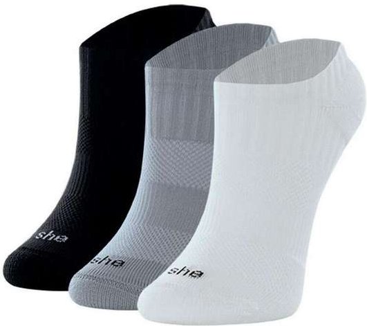 Kit 3 pares de Meias Invisível She 287.01 Cz06-Preto-Chumbo-Branco