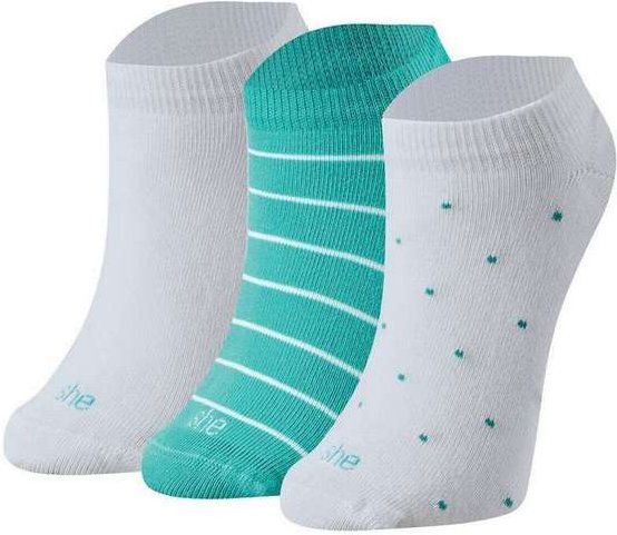 Kit 3 pares de Meias Invisível She 287.02 Az06-Branco-Azul