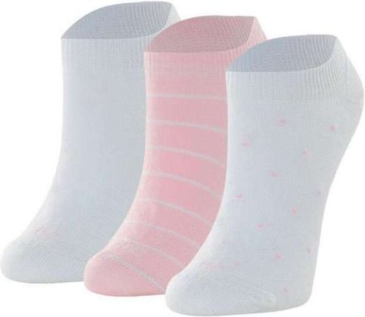 Kit 3 pares de Meias Invisível She 287.02 Br00-Branco-Rosa