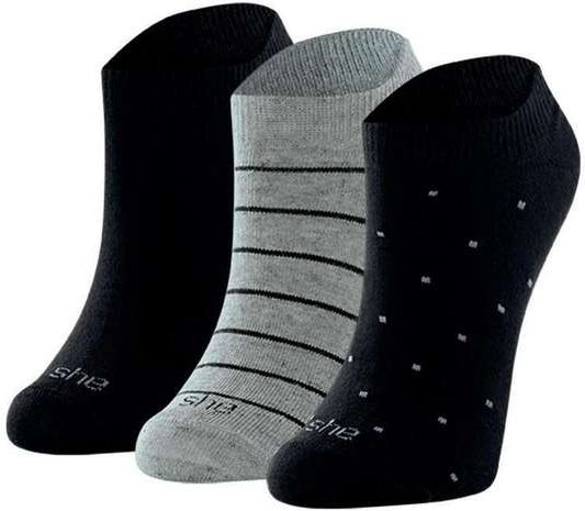 Kit 3 pares de Meias Invisível She 287.02 Pt00-Preto-Cinza-Mescla