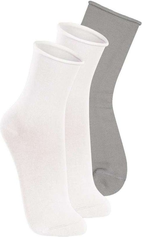 Kit 3 pares de Meias sem Punho Cano Médio Lupo 4421-001 Branco-Cinza