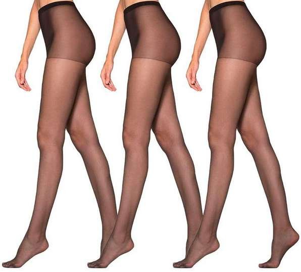 Kit com 3 Meias Calças Fio 15 Clássica Fina Loba 5760-001 Preto