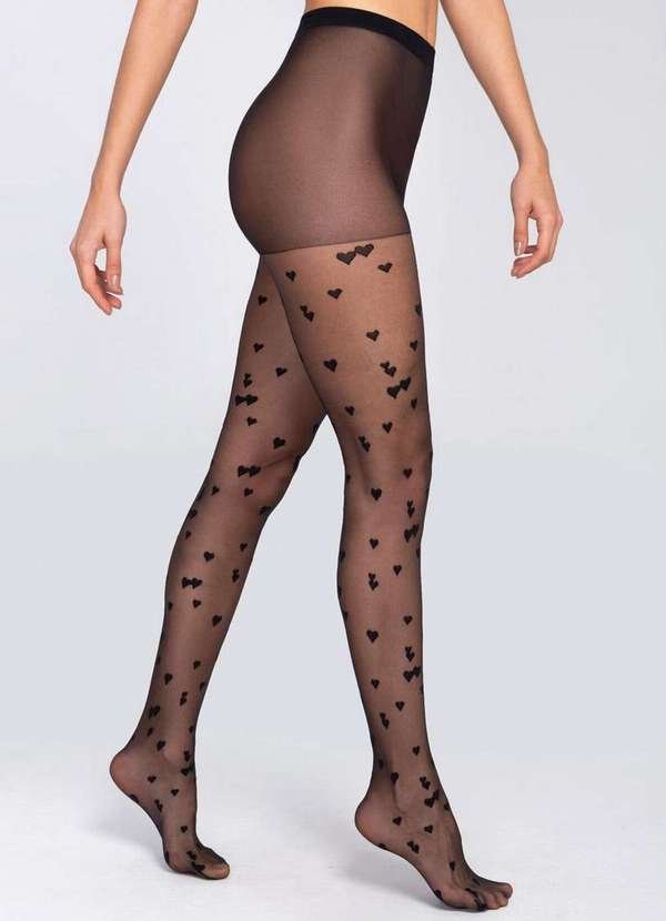 Imagem principal Meia Calça Fio 15 Corações Loba 5758-001 9990-Preto Lupo Lupo