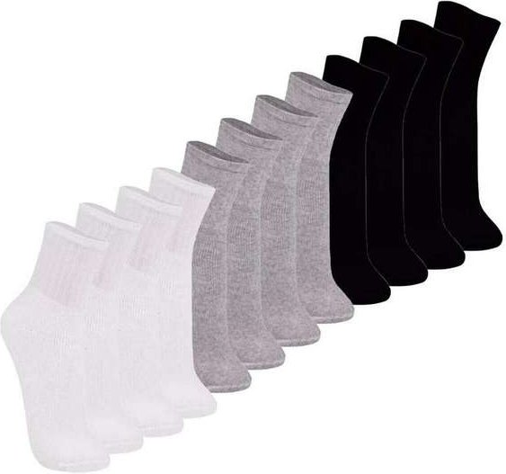 Imagem principal Kit 12 pares de Meias Esportiva Cano Médio Trifil 8720 002-Branco-Cinza-Preto TRIFIL