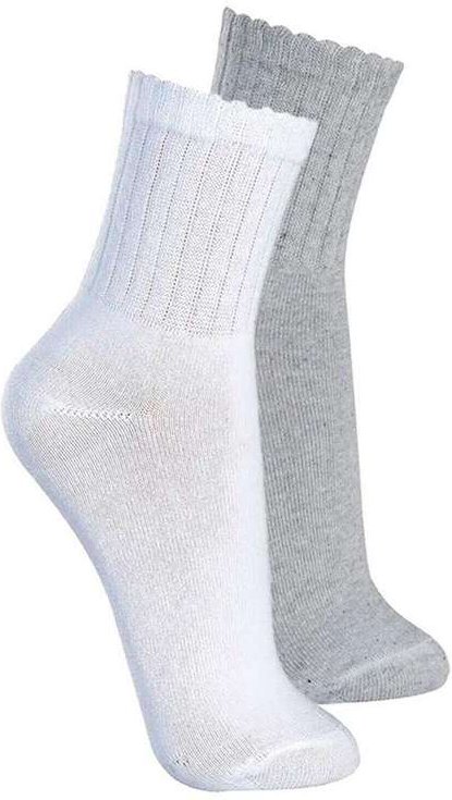Kit com 2 pares de Meias Esportiva Cano Médio Lupo 3290-009 Branco-Cinza