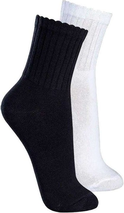 Kit com 2 pares de Meias Esportiva Cano Médio Lupo 3290-009 Preto-Branco