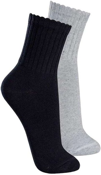 Kit com 2 pares de Meias Esportiva Cano Médio Lupo 3290-009 Preto-Cinza