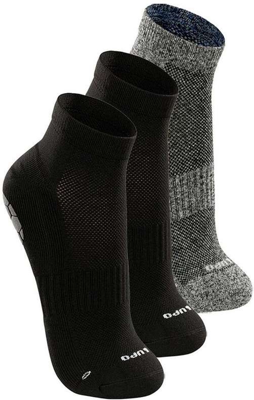 Imagem principal Kit com 3 pares de Meias Antiderrapante Pilates Lupo 3310-003 Preto-Cinza-Chumbo Lupo