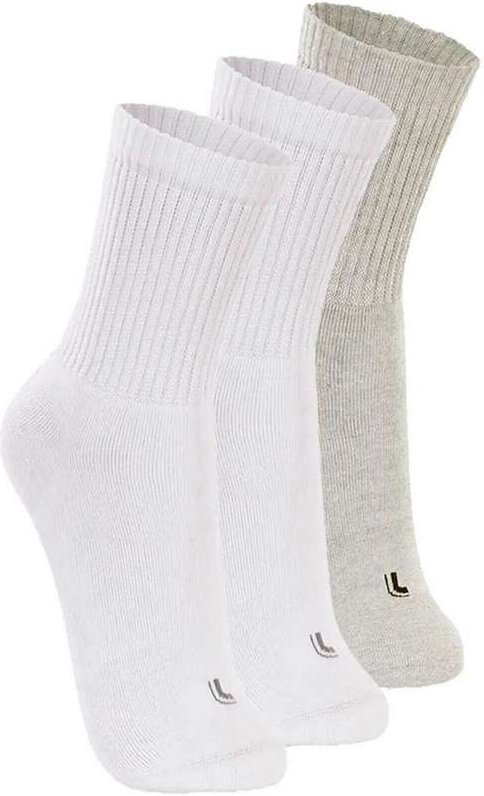 Kit com 3 pares de Meias Esportiva Cano Longo Lupo 3250-001 Branco-Cinza