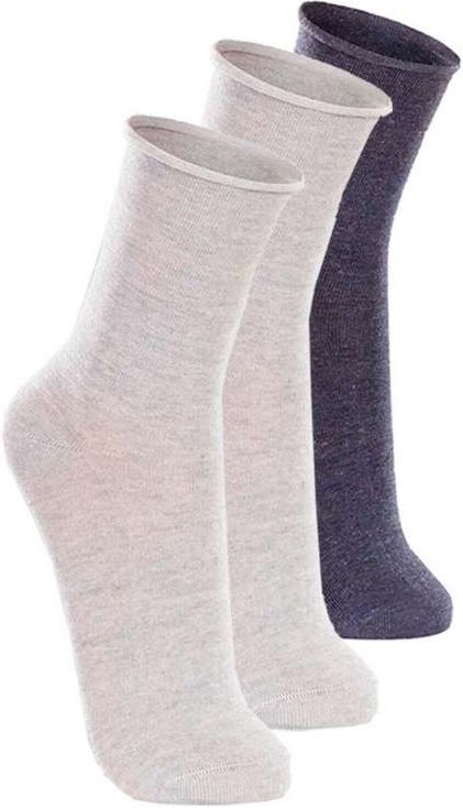 Kit com 3 pares de Meias sem Punho Casual Lupo 1275-011 Cinza-Mescla-Jeans