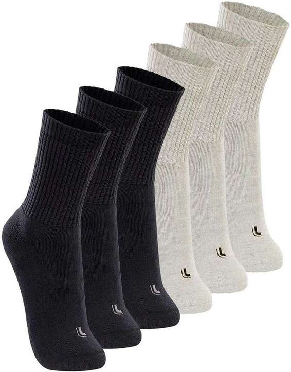 Kit com 6 pares de Meias Esportiva Cano Longo Lupo 3250-001 Preto-Cinza