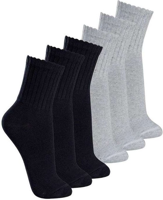 Imagem principal Kit com 6 pares de Meias Esportiva Cano Médio Lupo 3290-009 Preto-Cinza Lupo