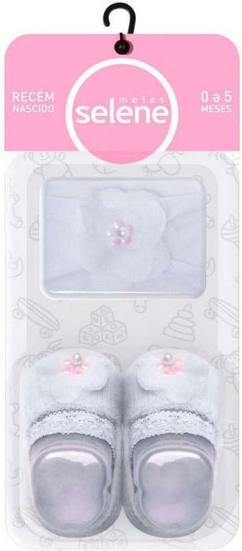 Kit Bebê Meia e Faixa Selene 1095-001 999-Branco