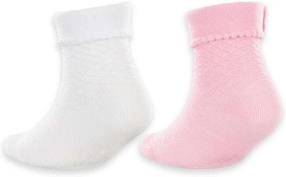 Kit 2 pares de Meias Bebê Cano Médio Lupo 2035-088 0900-Branco-Rosa