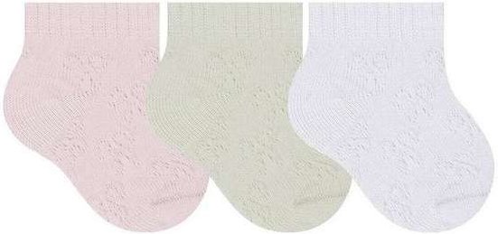 Imagem principal Kit 3 pares de Meias Bebê Cano Curto Selene 1150-001 997-Rosa-Chá-Verde-Água-Branco SELENE