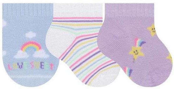 Imagem principal Kit 3 pares de Meias Bebê Cano Curto Selene 1150-001 999-Azul-Claro-Branco-Lilás-Claro SELENE